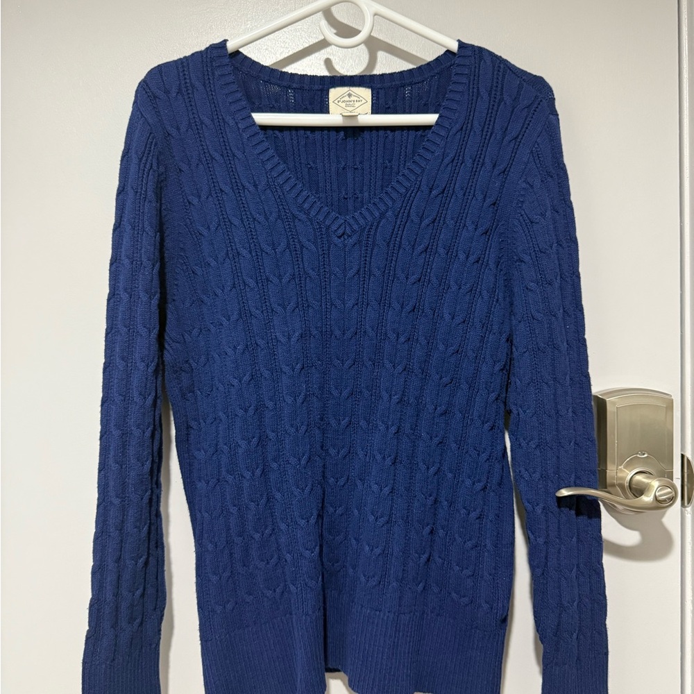 St. John's Bay Blue Cable Knit V-Neck Sweater